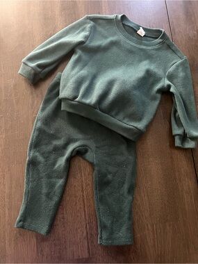 Old Navy Kids Ribbed Mock Neck Sweater and pants in Deep Green